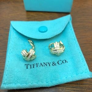 Tiffany & Co. 18K yellow gold X Diamond earrings!